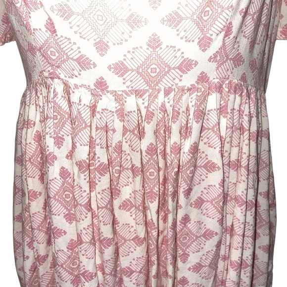 Radoss Women's Dress Size L Pink & Cream 50's Inspired Short Sleeve Knee Length - Picture 2 of 8